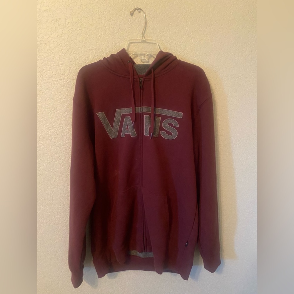 Vans maroon zip up hoodie